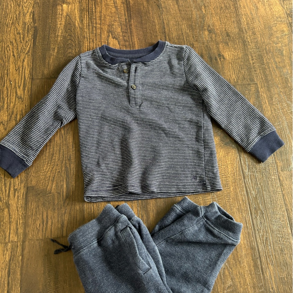 Striped Long Sleeve Henley and Joggers Set